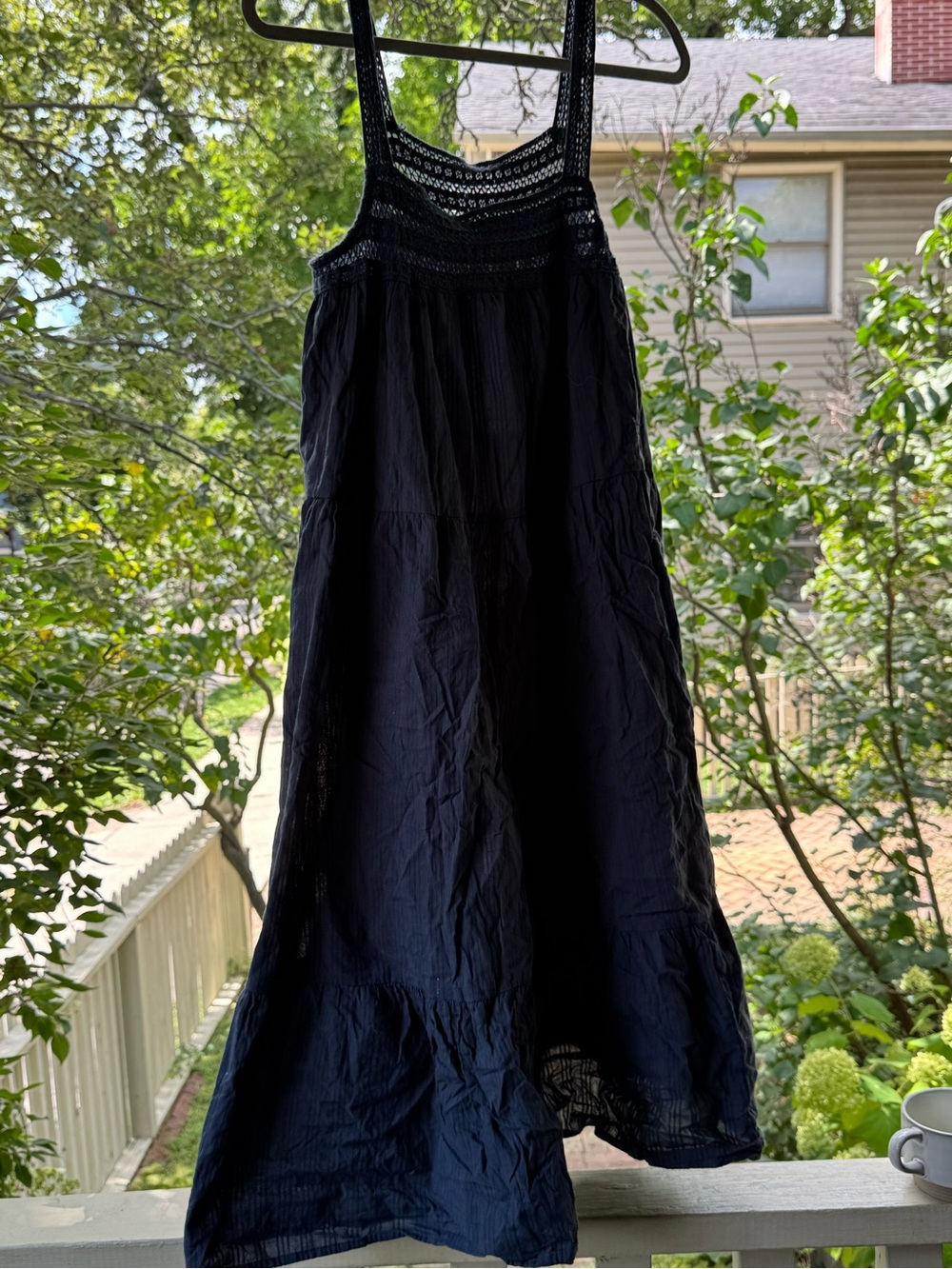 Universal Thread navy Maxi Dress with Crochet Yoke